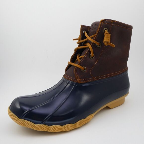Sperry Saltwater Boots, Brown/ Blue/ Tan STS91175 Waterproof Women's US: 9 - Picture 1 of 7